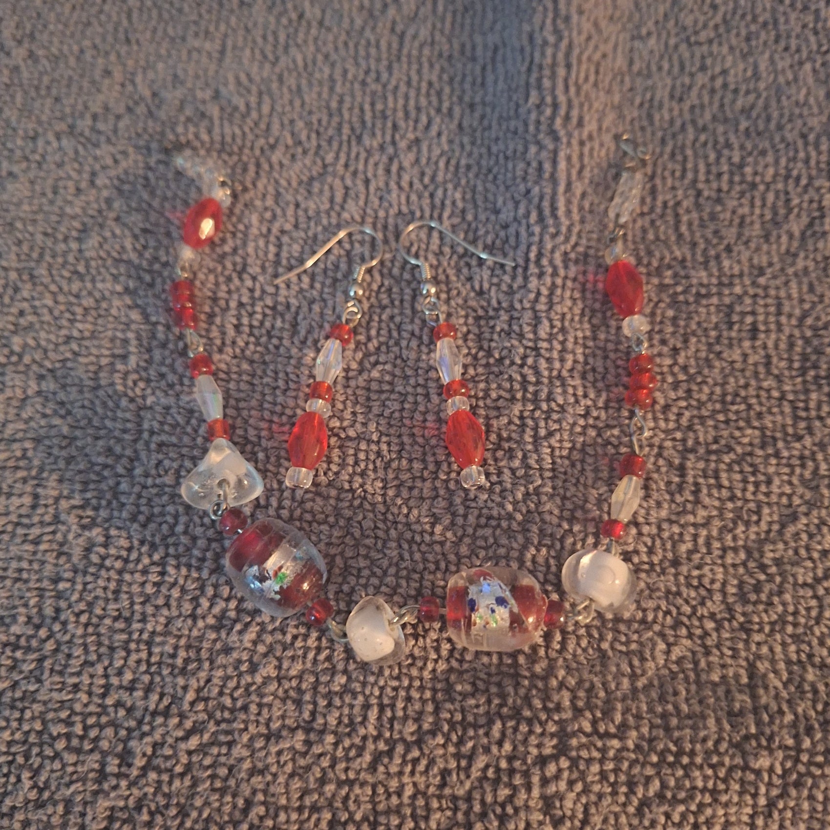 Red & White bracelet and Earring set