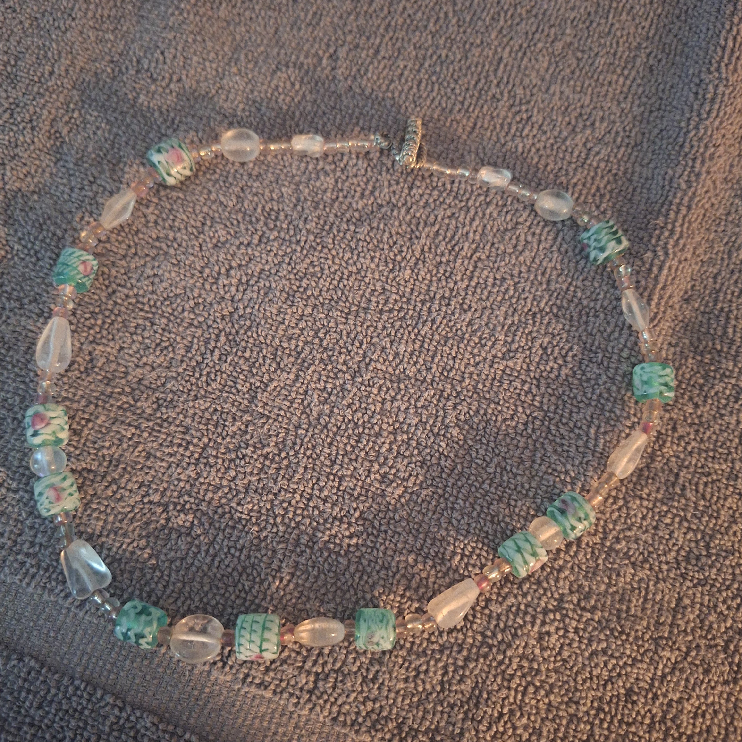 Green and Clear Glass beaded Nacklace