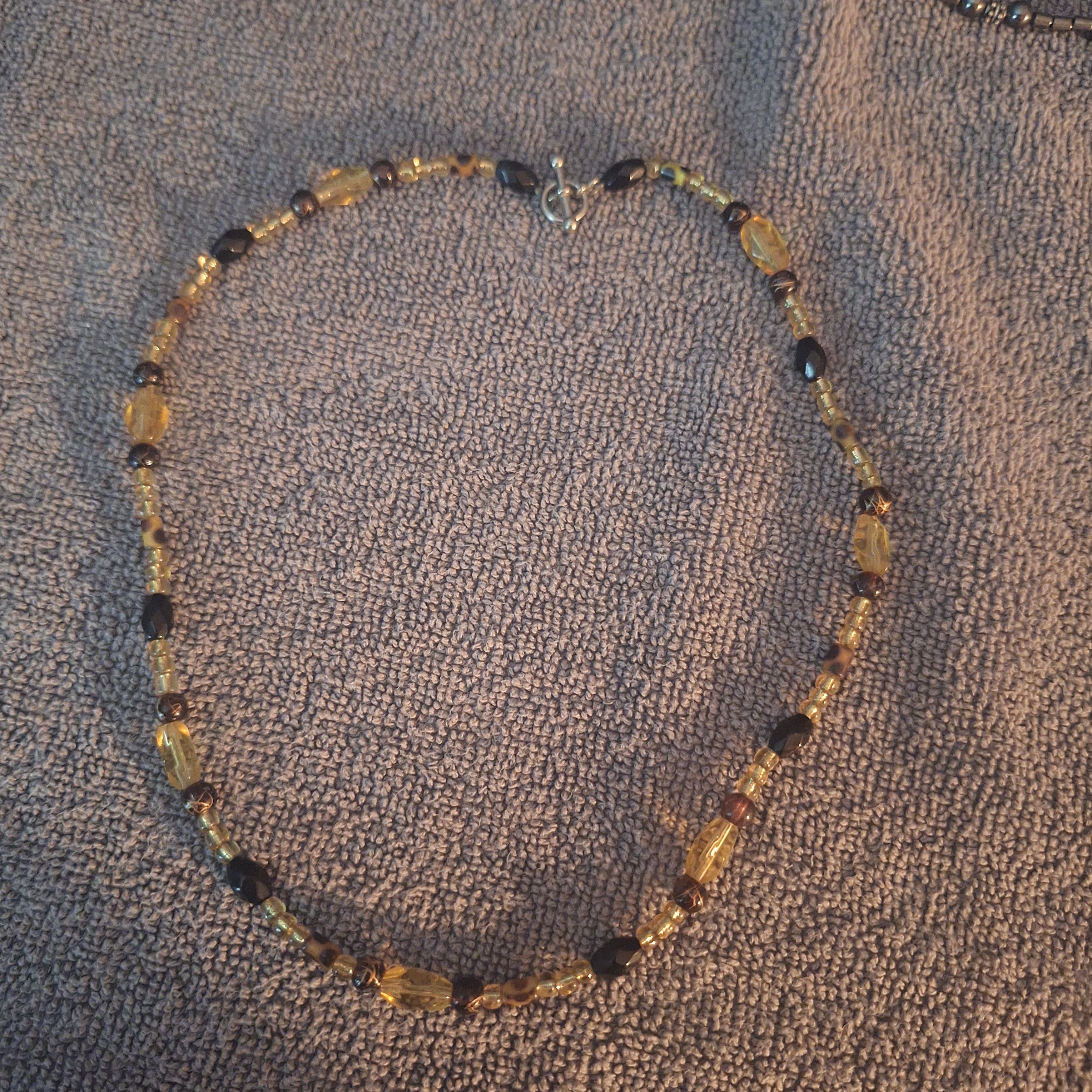 Simple black, brown and yellow necklace