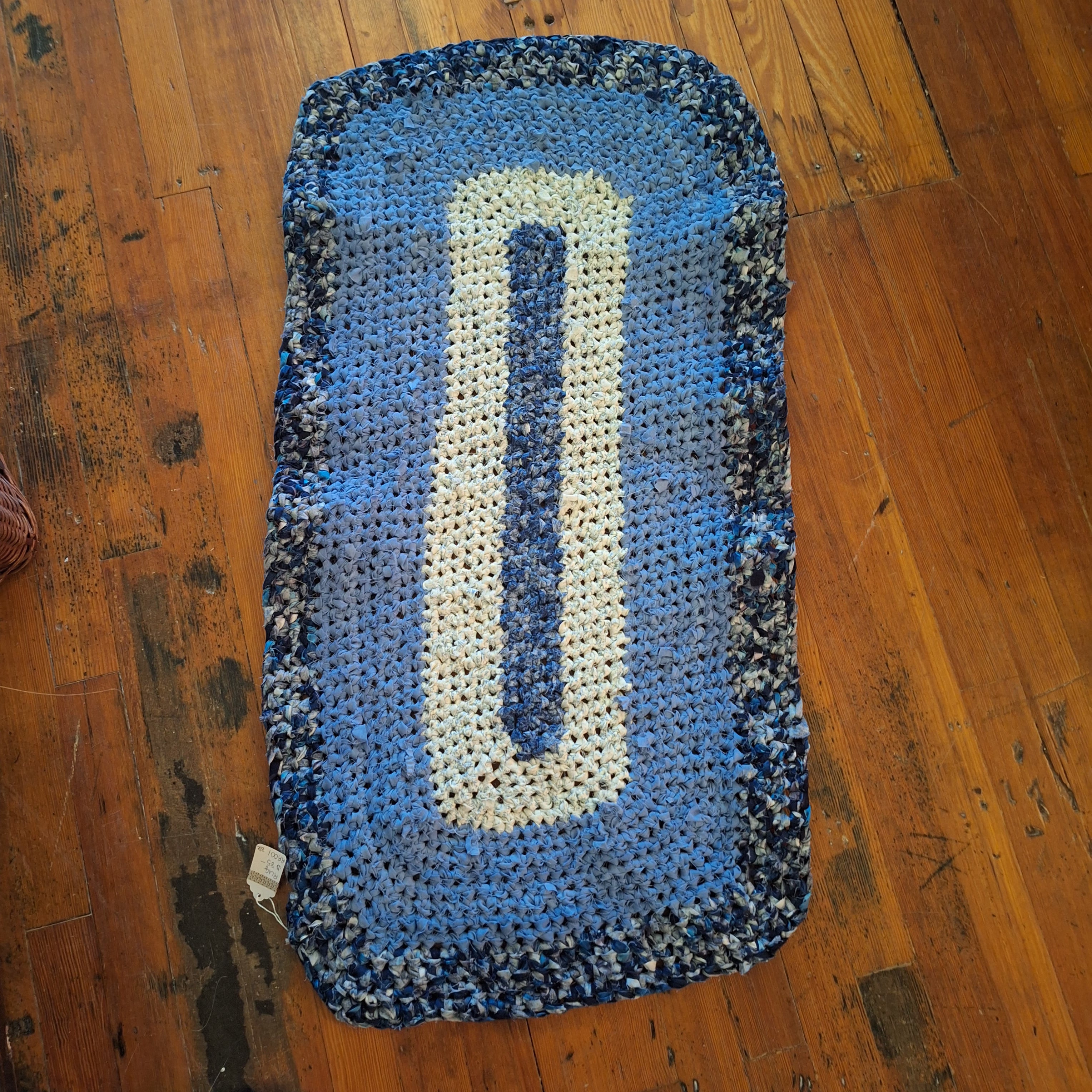 Blue and White Rag Rug